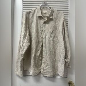 Lucky Brand ✨tan with Navy Pinstripe Button-Up Shirt✨XXL